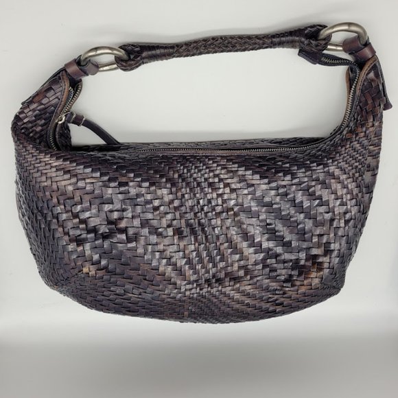 SOLD: Cole Haan Genevieve Leather Weave Satchel Tote Hobo Purse Blue Bag Luxury - Picture 10 of 16